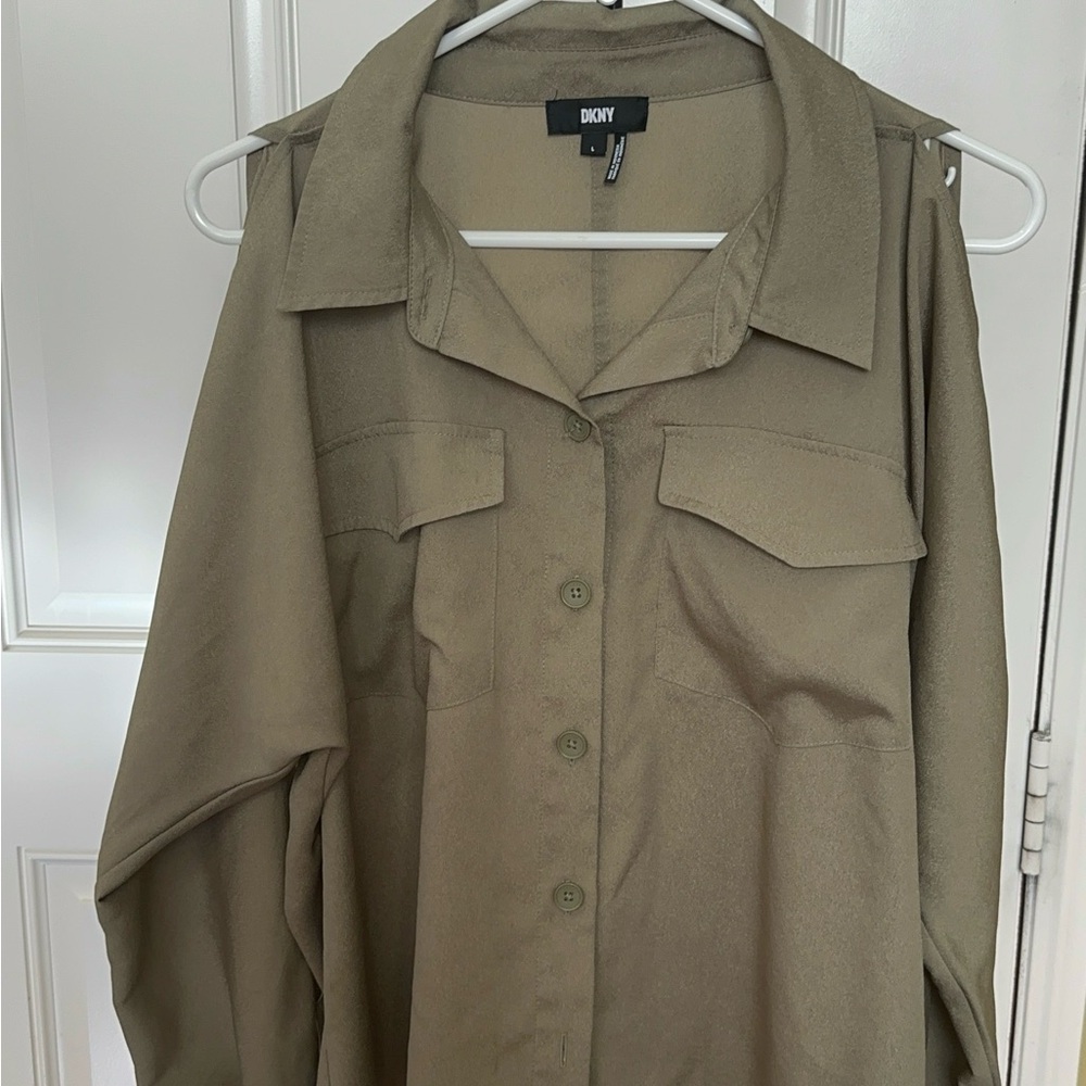 DKNY Tan Utility Jacket Lightweight Classic Design
